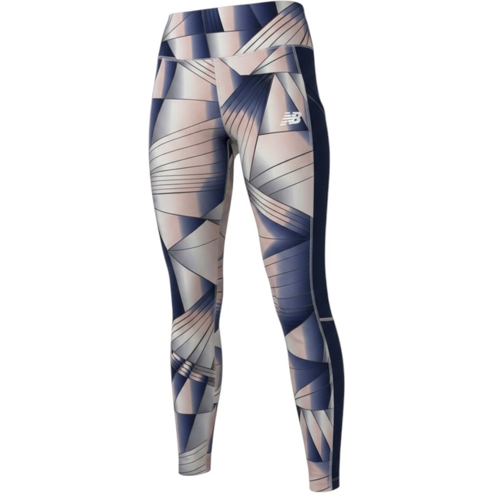 New Balance NB Dry Geometric Prism Mesh Panel Leggings Navy Pink Small